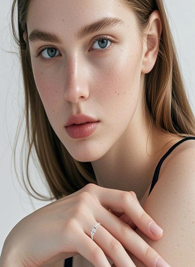 HEEYA Anxiety Rings for Women,Sterling Silver Plated Rings to my daughter,Adjustable Spinner Ring with Ball Bead,White Gold Anxiety Fidget Rings for Women,Thumb Ring for Birthday,Christmas with Gift Card - Image 3